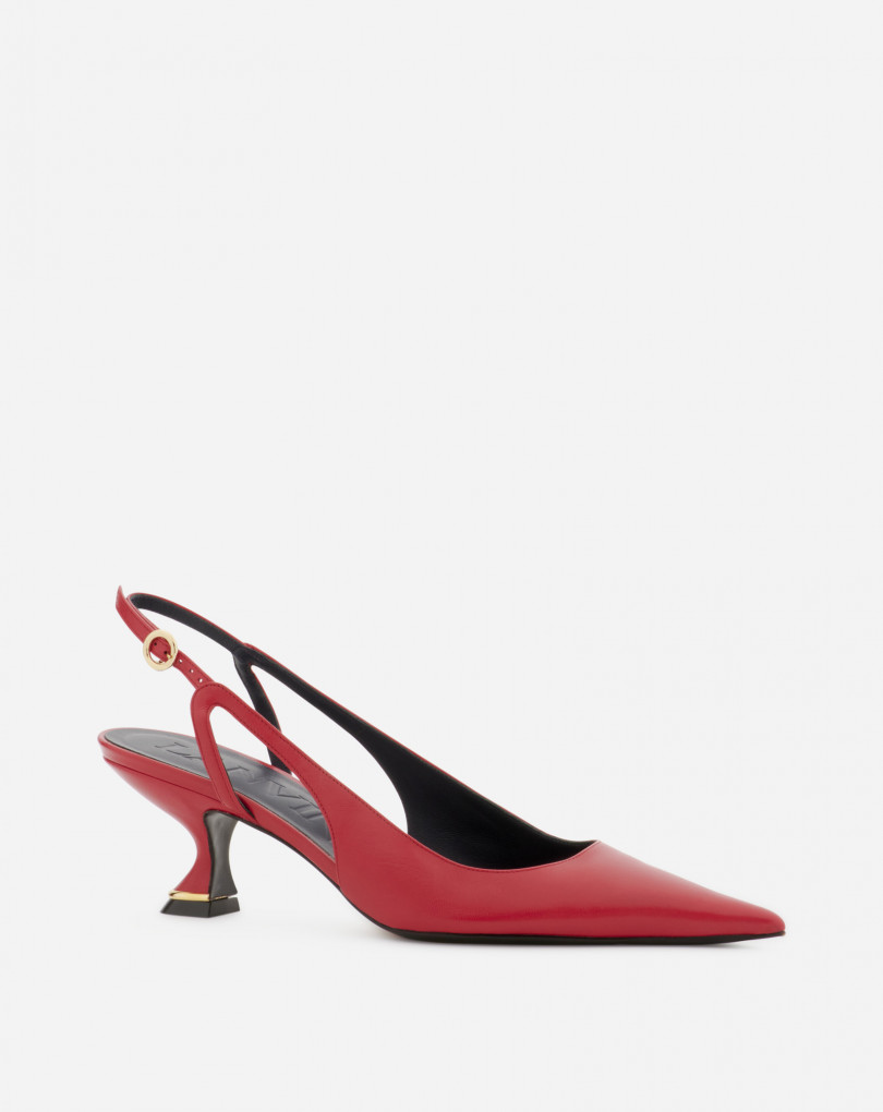 red leather slingbacks