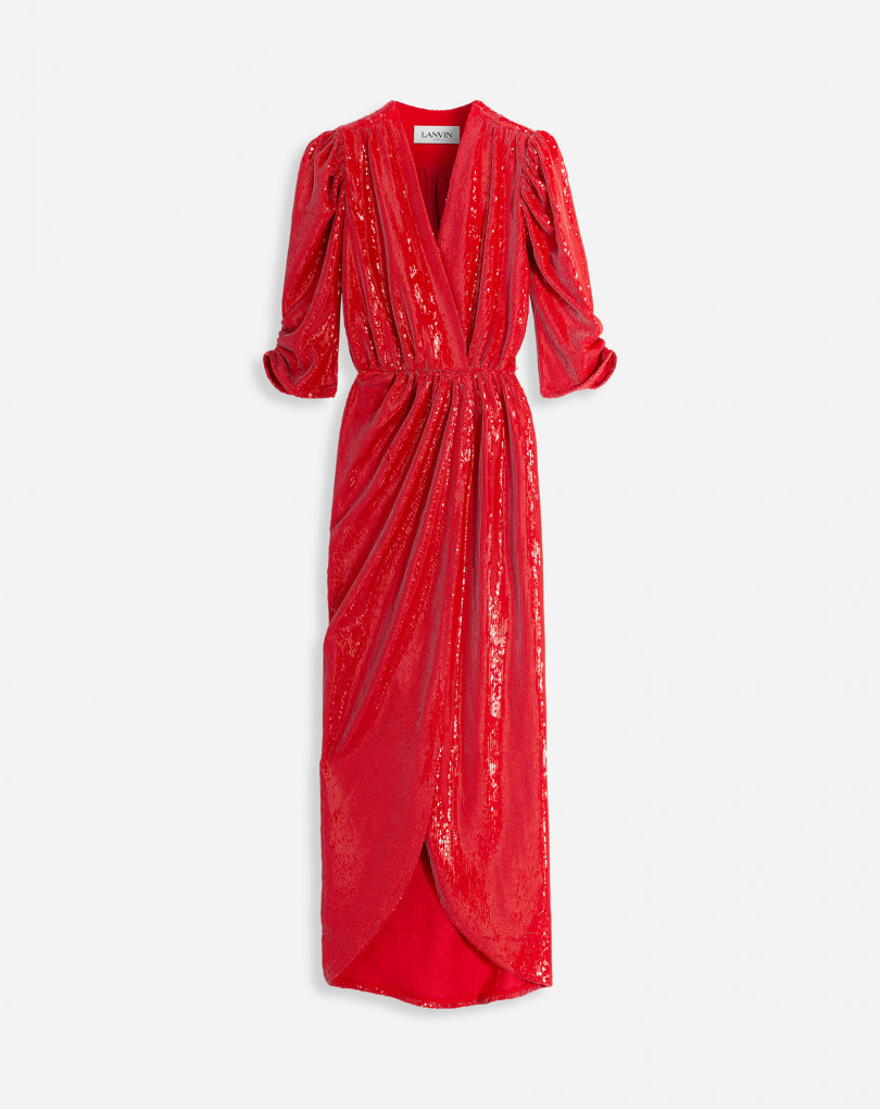 Long Wrap Dress Red | Lanvin