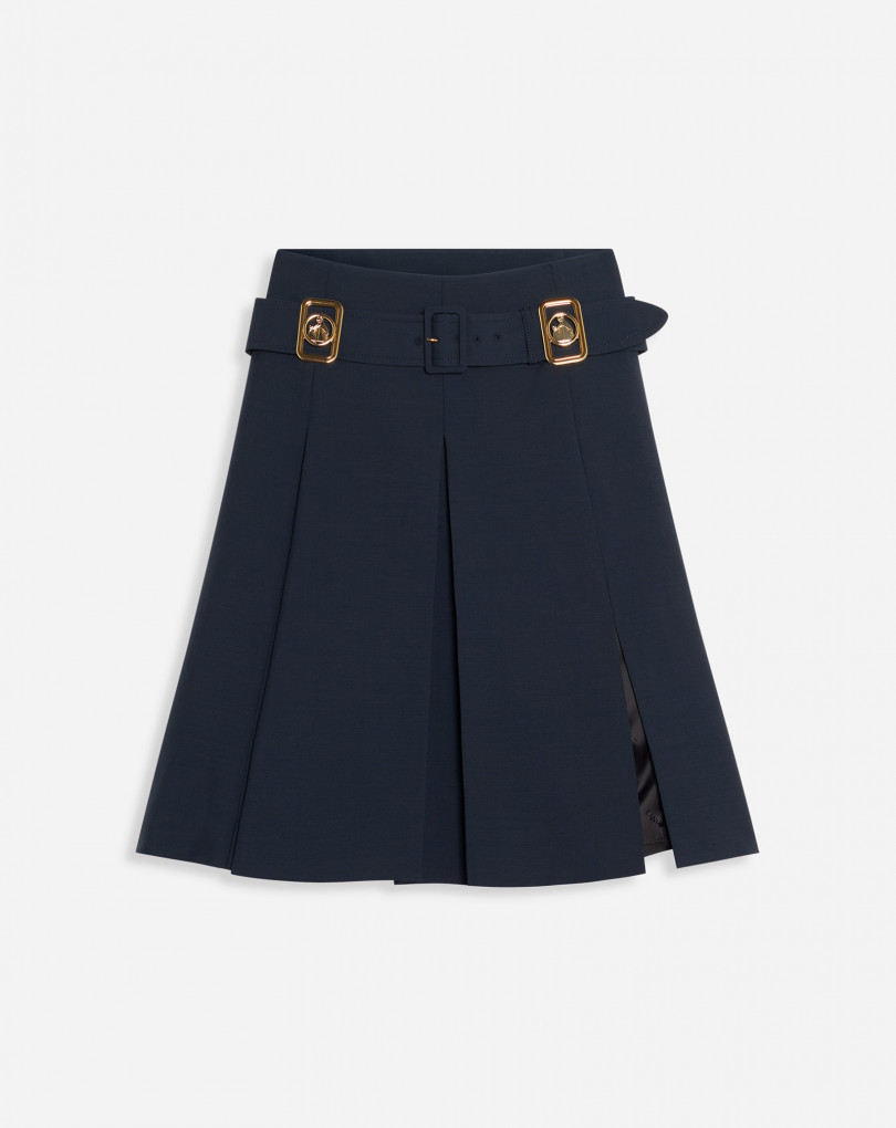 Navy Blue Embellished Belted Skirt | Lanvin