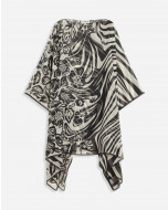FLOWER TO ZEBRA PRINTED SILK KAFTAN