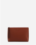 ZIPPERED LEATHER HOBO TIE CLUTCH