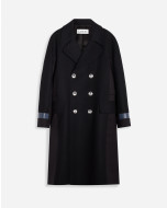DOUBLE-BREASTED COAT WITH CONTRASTING PANELS AND KIMONO SLEEVES