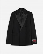 DOUBLE-BREASTED TUXEDO JACKET WITH CONTRASTING PANELS