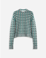 ROUND NECK JACQUARD SWEATER WITH ART DECO-INSPIRED TRIANGLES