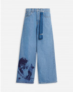 PRINTED DENIM PANTS