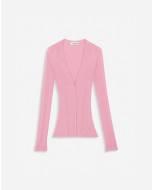 RIBBED SILK AND CASHMERE V-NECK CARDIGAN