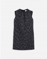 GATHERED NECK MINI DRESS IN TWEED