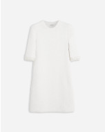 SHORT SLEEVE MINI EMBROIDERED DRESS IN TWEED KNIT 