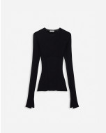 RIBBED SILK AND CASHMERE ROUND-NECK TOP