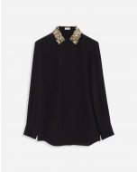 SHIRT WITH EMBROIDERED COLLAR IN SILK CREPE DE CHINE