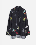 BOTANICAL PRINT LONG SLEEVE OVERSIZED RELAXED SHIRT 