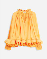 LONG-SLEEVE CHARMEUSE BLOUSE
