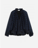 LONG SLEEVE PRINTED CHARMEUSE BLOUSE