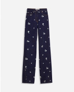 WIDE-LEG PANTS IN EMBROIDERED TWISTED DENIM