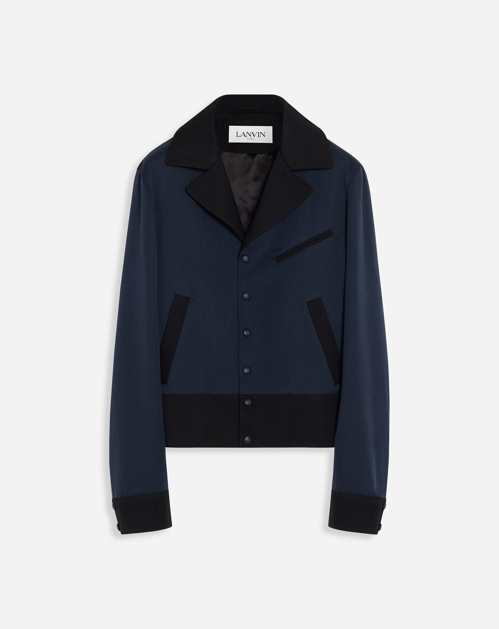 Contrasted Buttoned Jacket Navy Blue