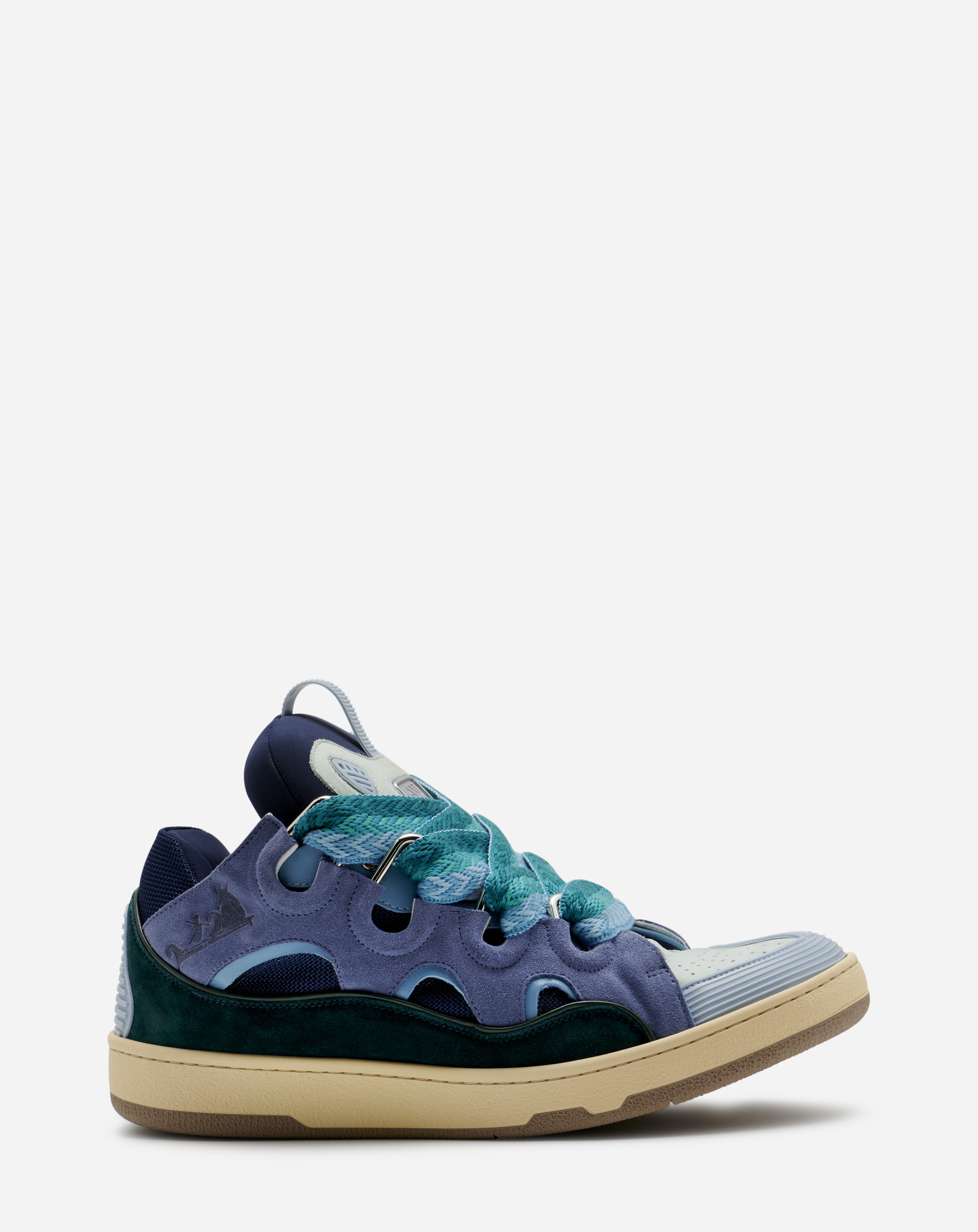 Lanvin Leather Curb Trainers For Men In Blue
