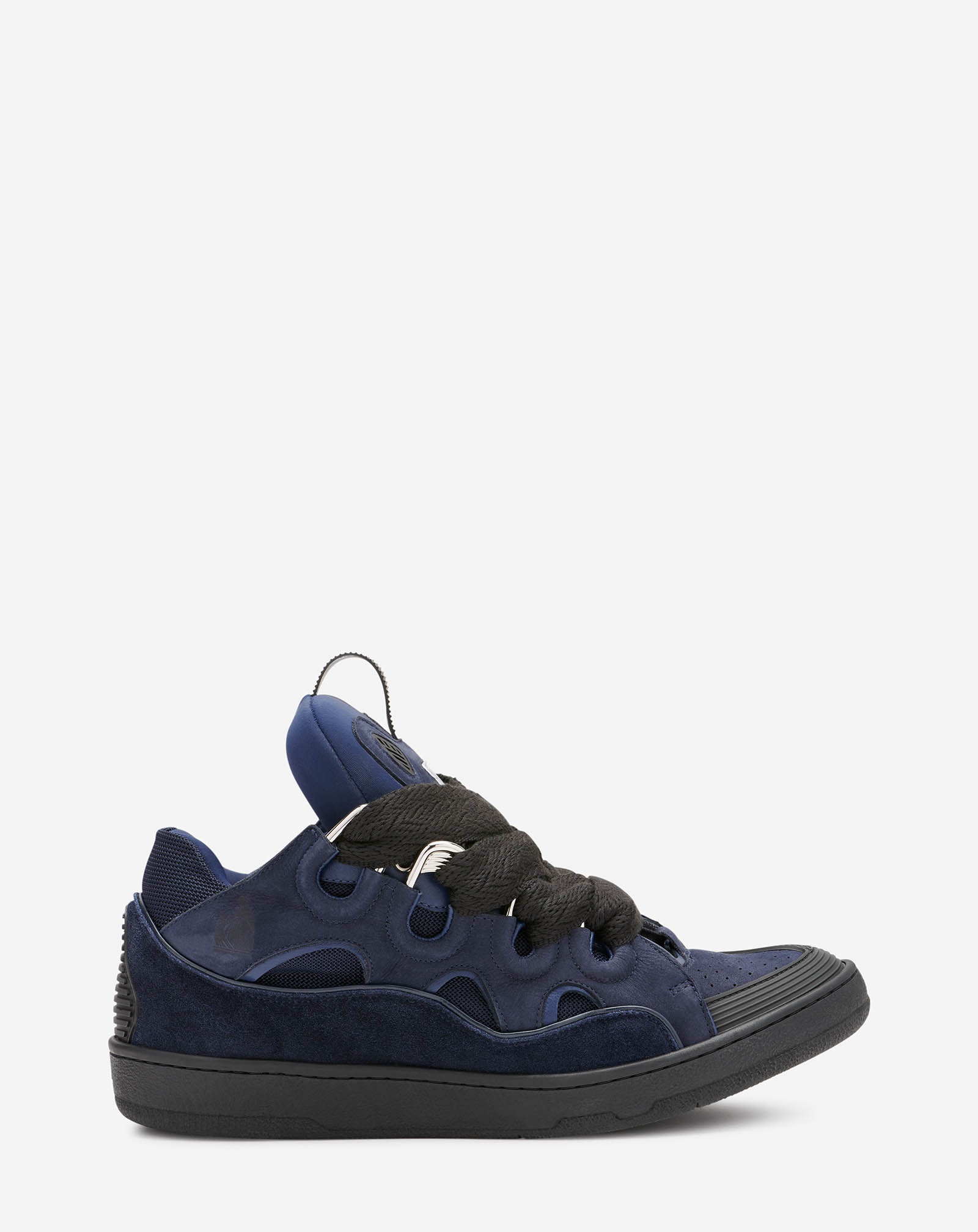 Lanvin Leather Curb Trainers For Men In Blue