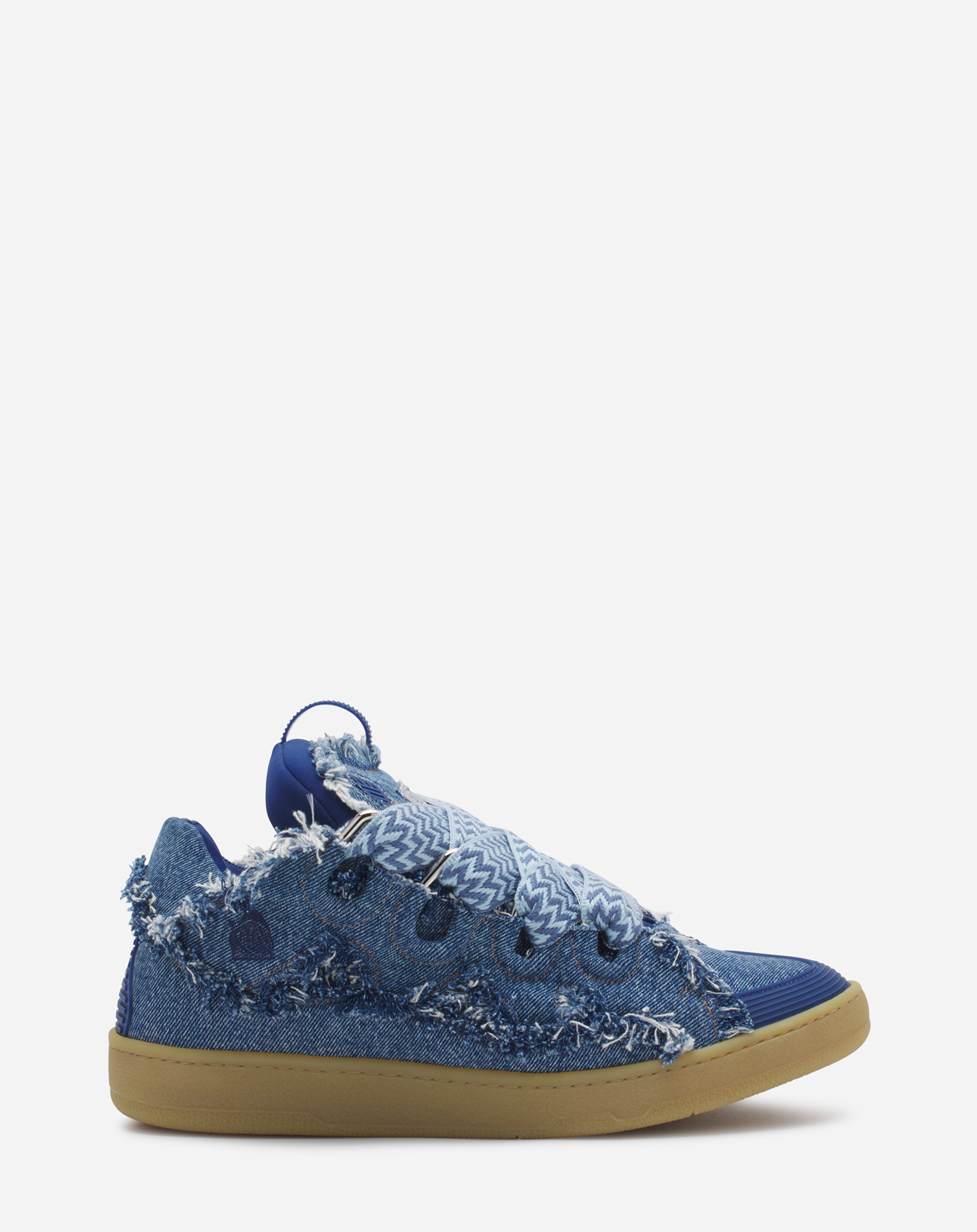 Shop Lanvin Sneakers Curb En Denim Pour Homme In Bleu Jean