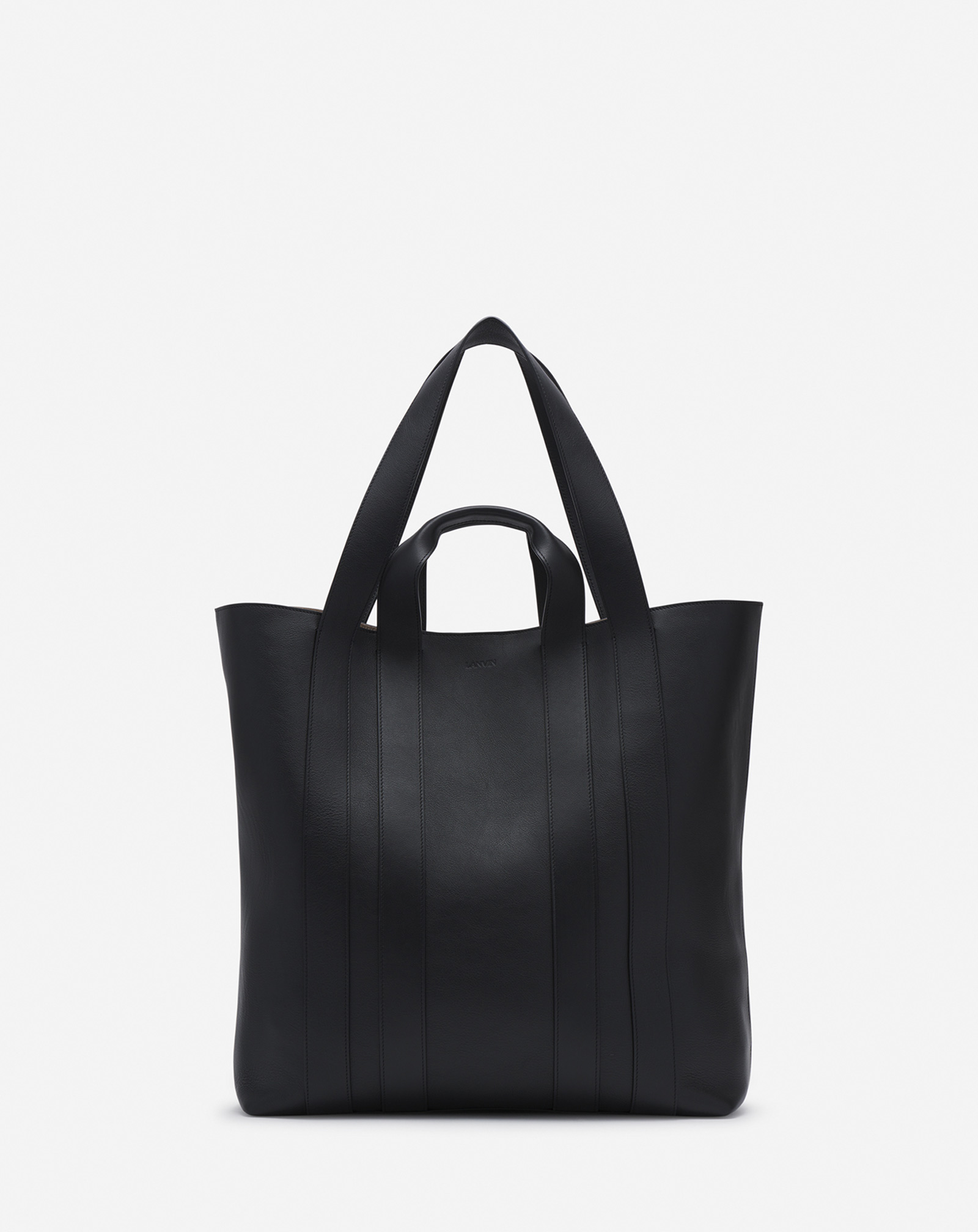 Lanvin Ballade North South Leather Tote For Men In Black