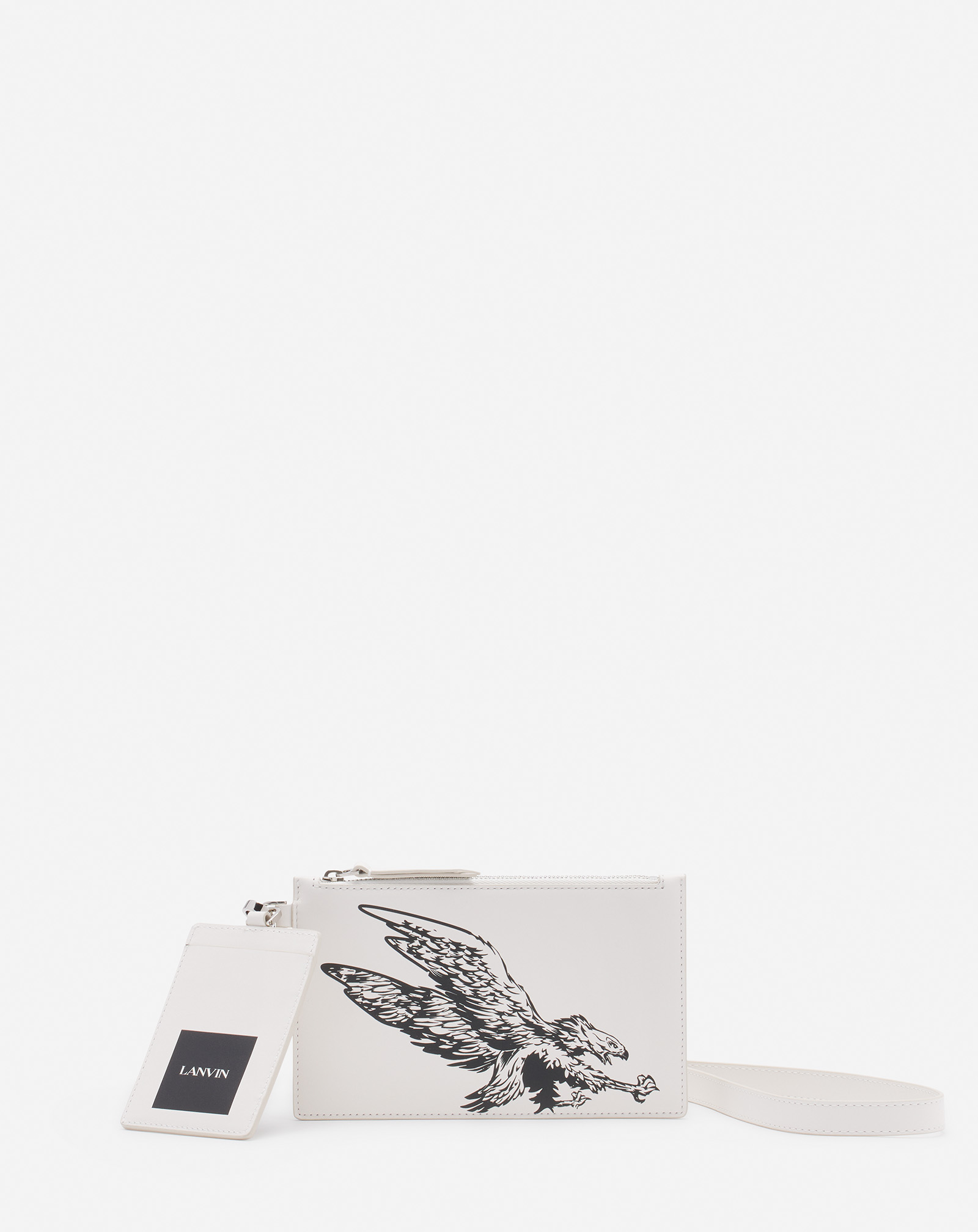 Lanvin Double Pochette  X Future En Cuir Imprime Aigle Pour Homme In White