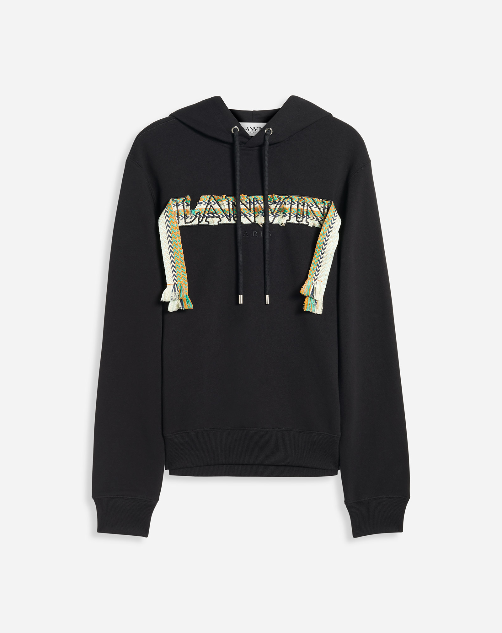 Lanvin Curb Embroidered Hoodie For Men In Black