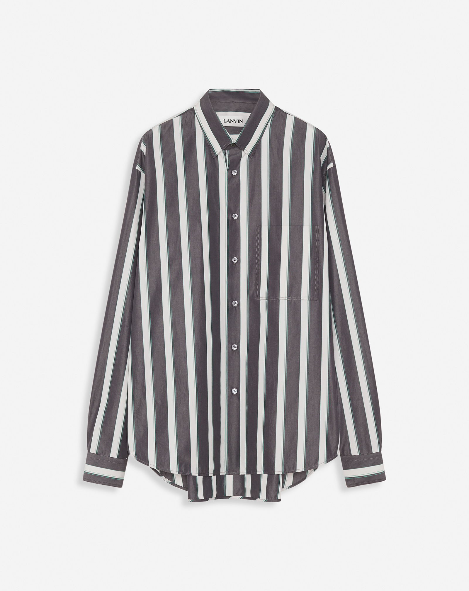 Lanvin Striped Oversized Shirt For Men In Grey