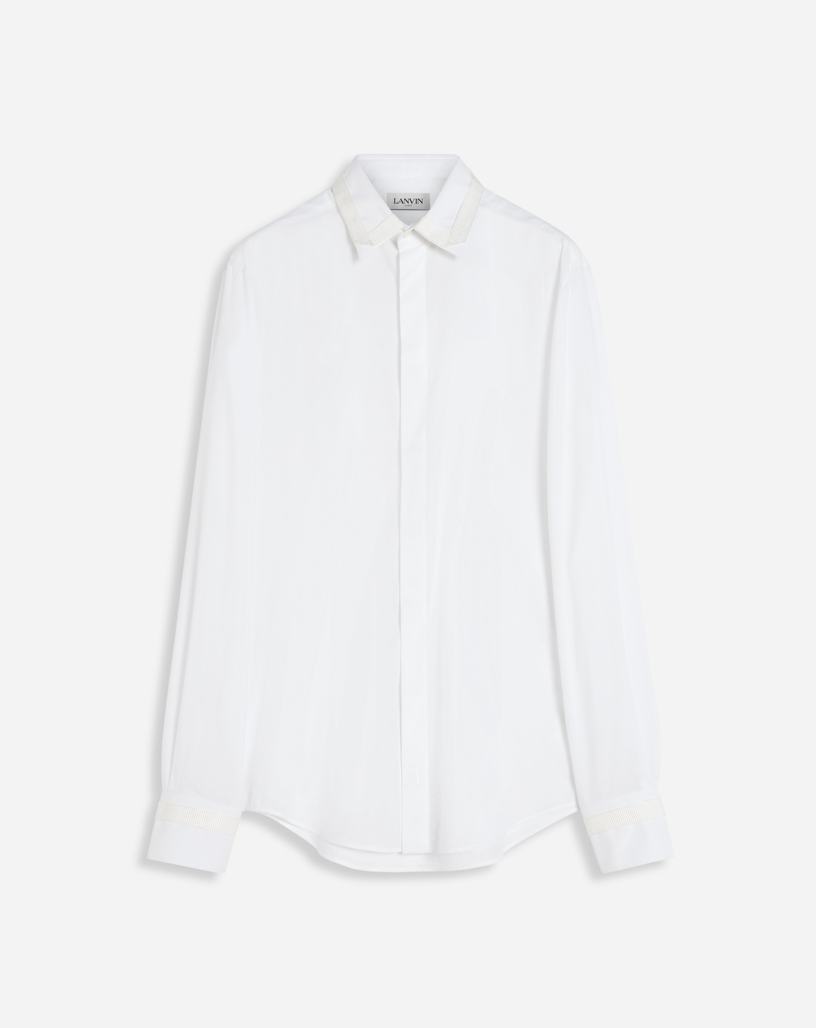 Lanvin Shirt With Grosgrain Details For Men In White