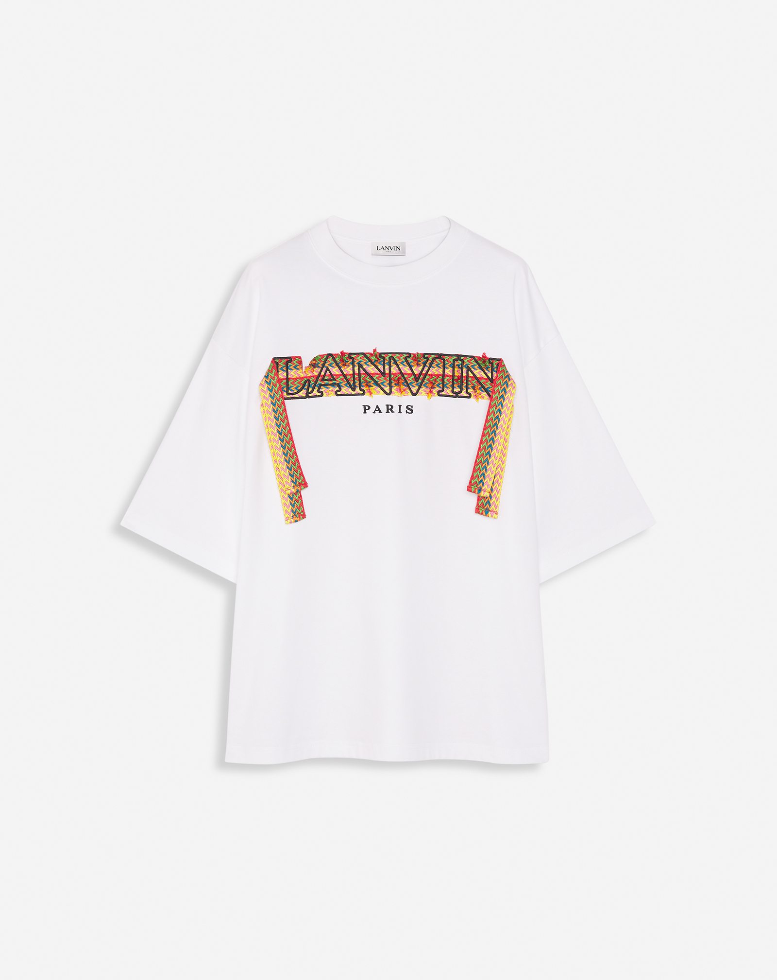 Shop Lanvin T-shirt Oversize Brodé Curb Lace Pour Homme In Optical White