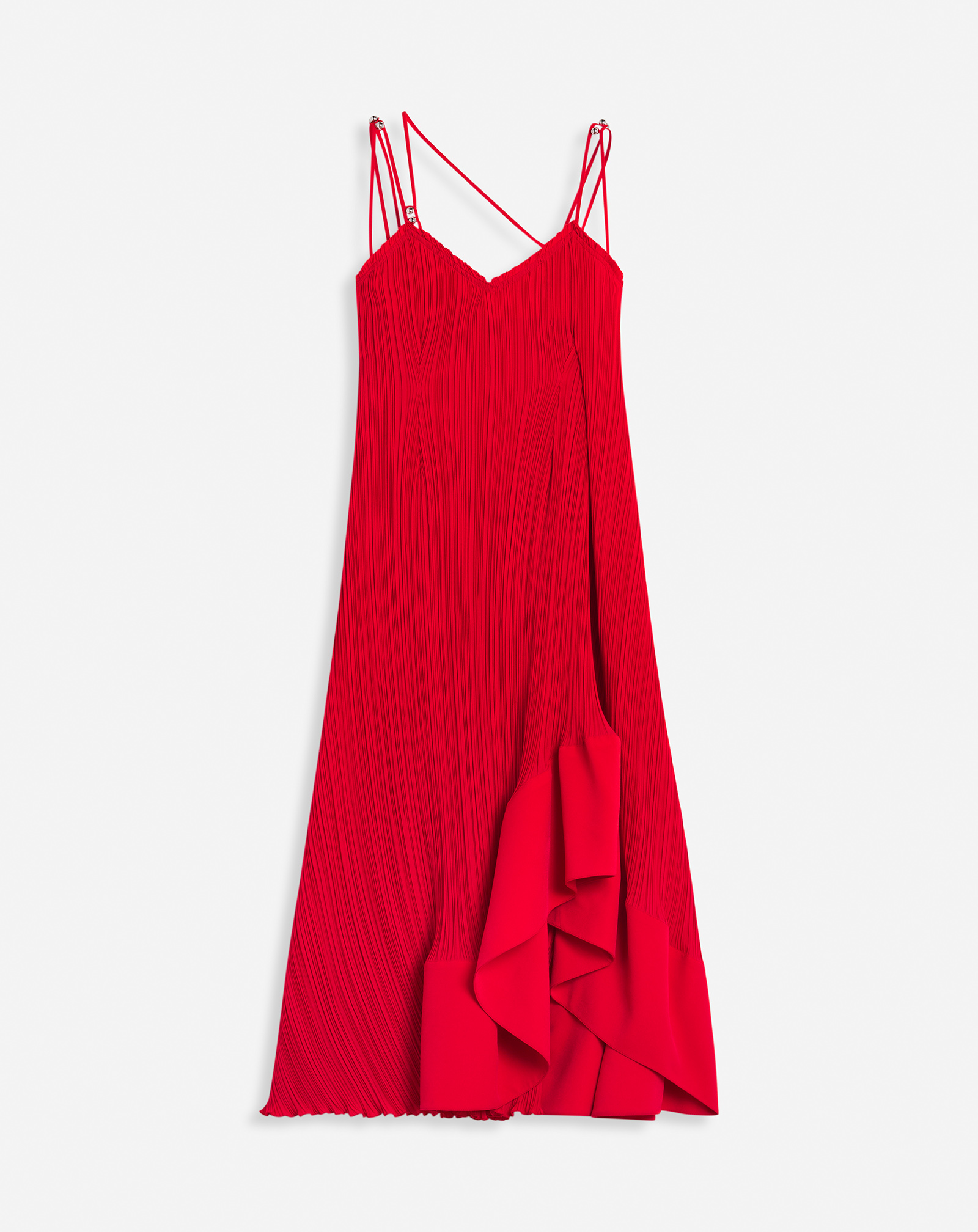 Lanvin Dressing Gown Longue Plissée À Bretelles Pour Femme In Red