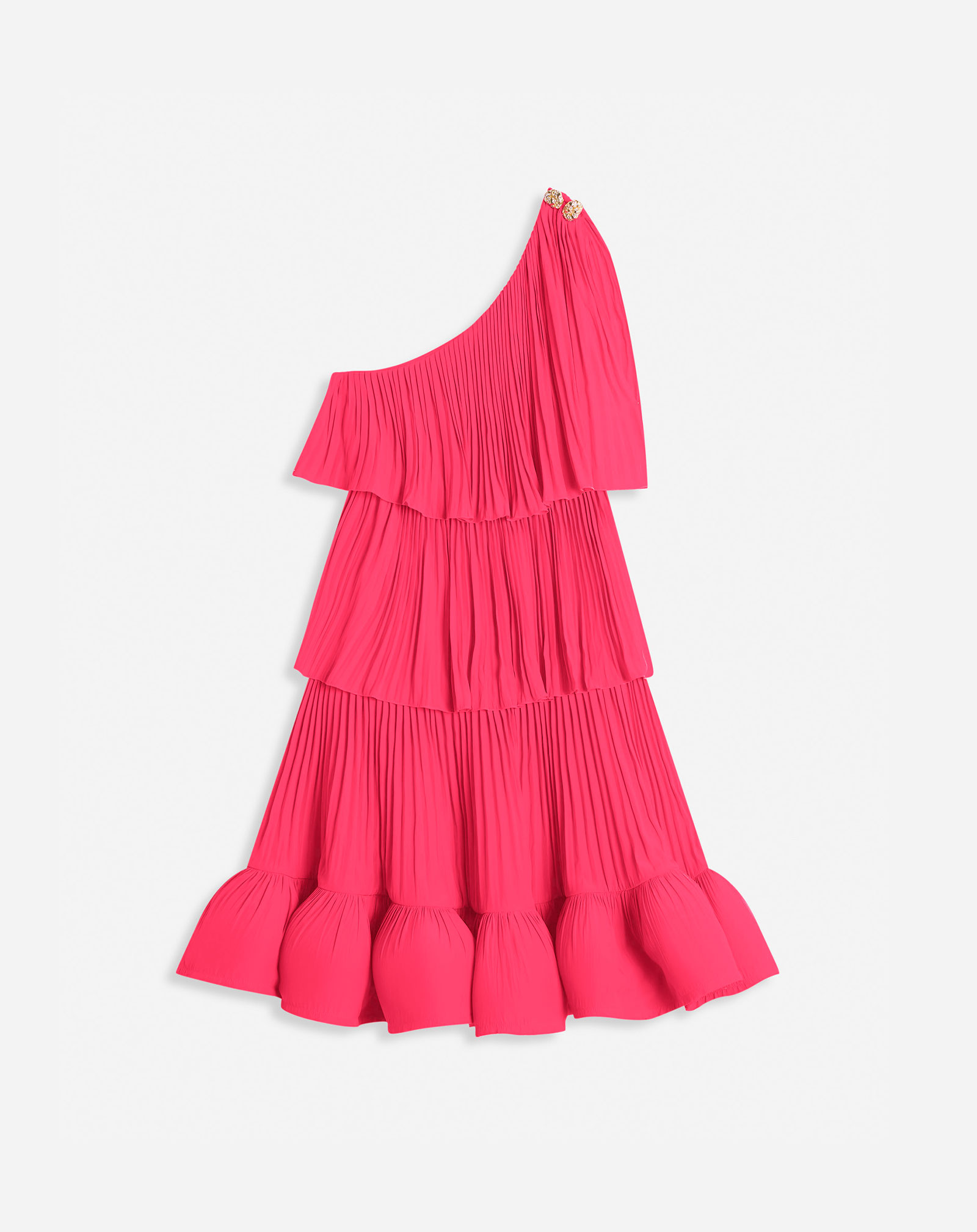 Lanvin Charmeuse Asymmetric Dress With Ruffles For Women In Red