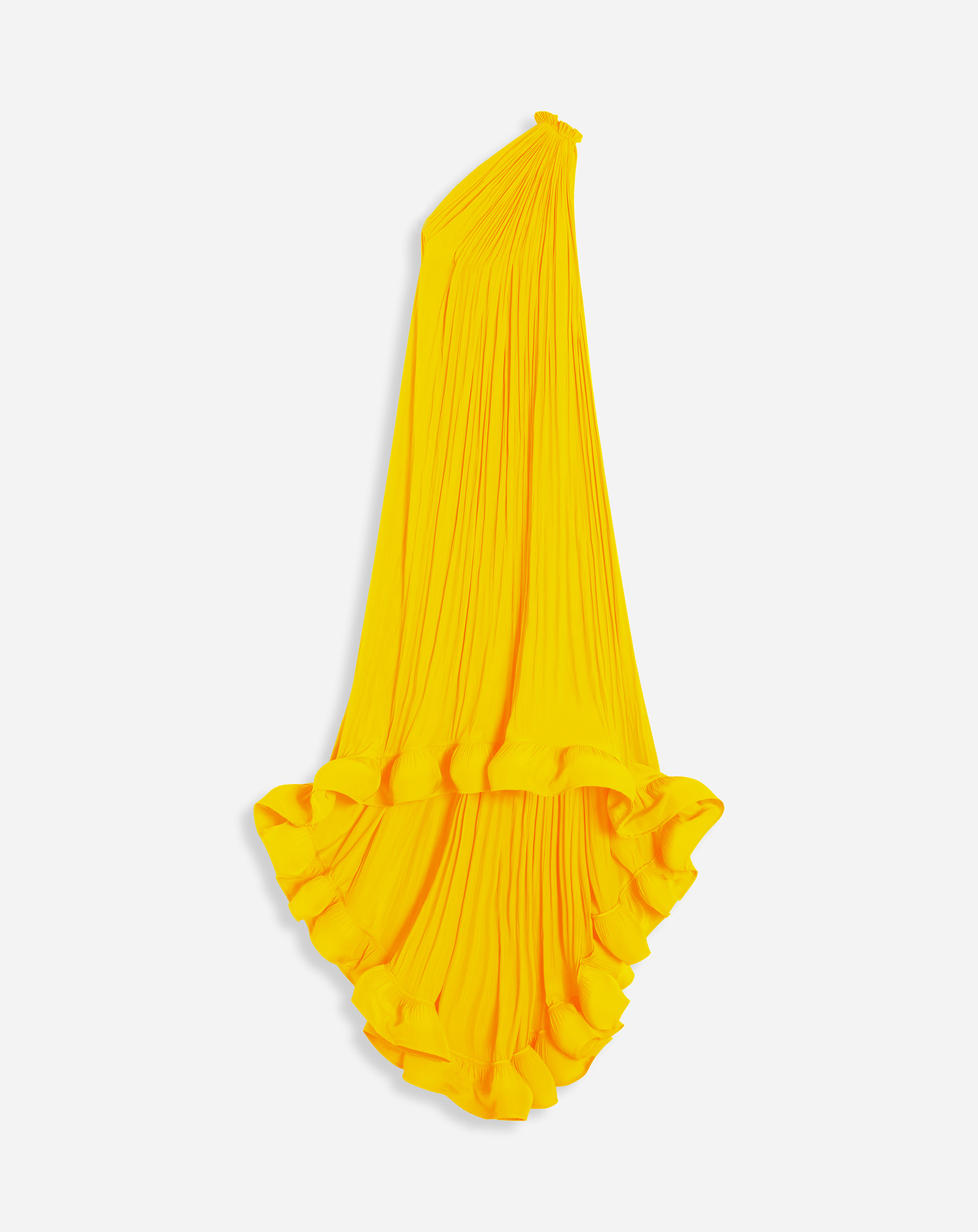 Lanvin Tribute Long Asymmetric Dress In Charmeuse For Women In Yellow