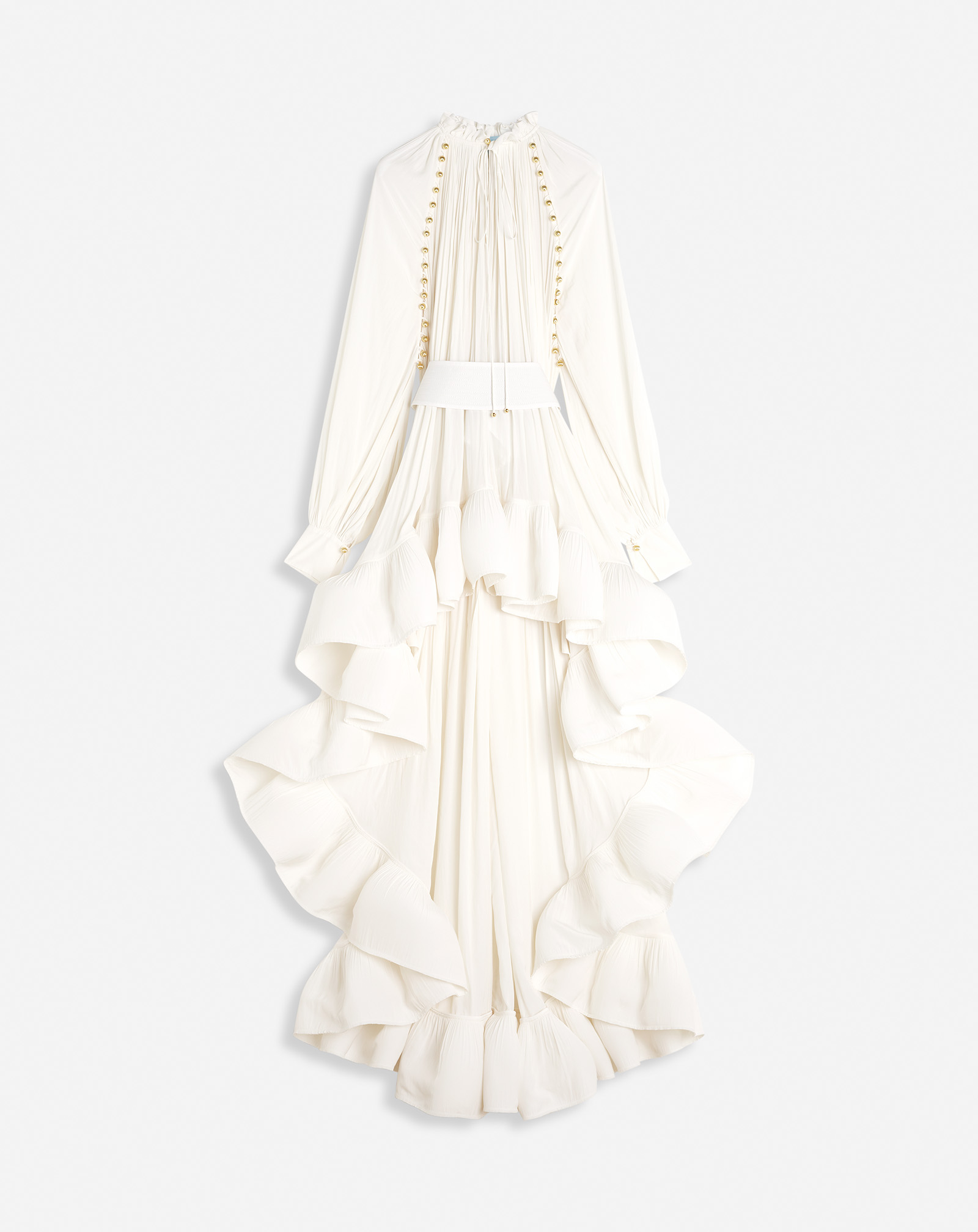Lanvin Belted Charmeuse Gown With Long Tail For Women In White