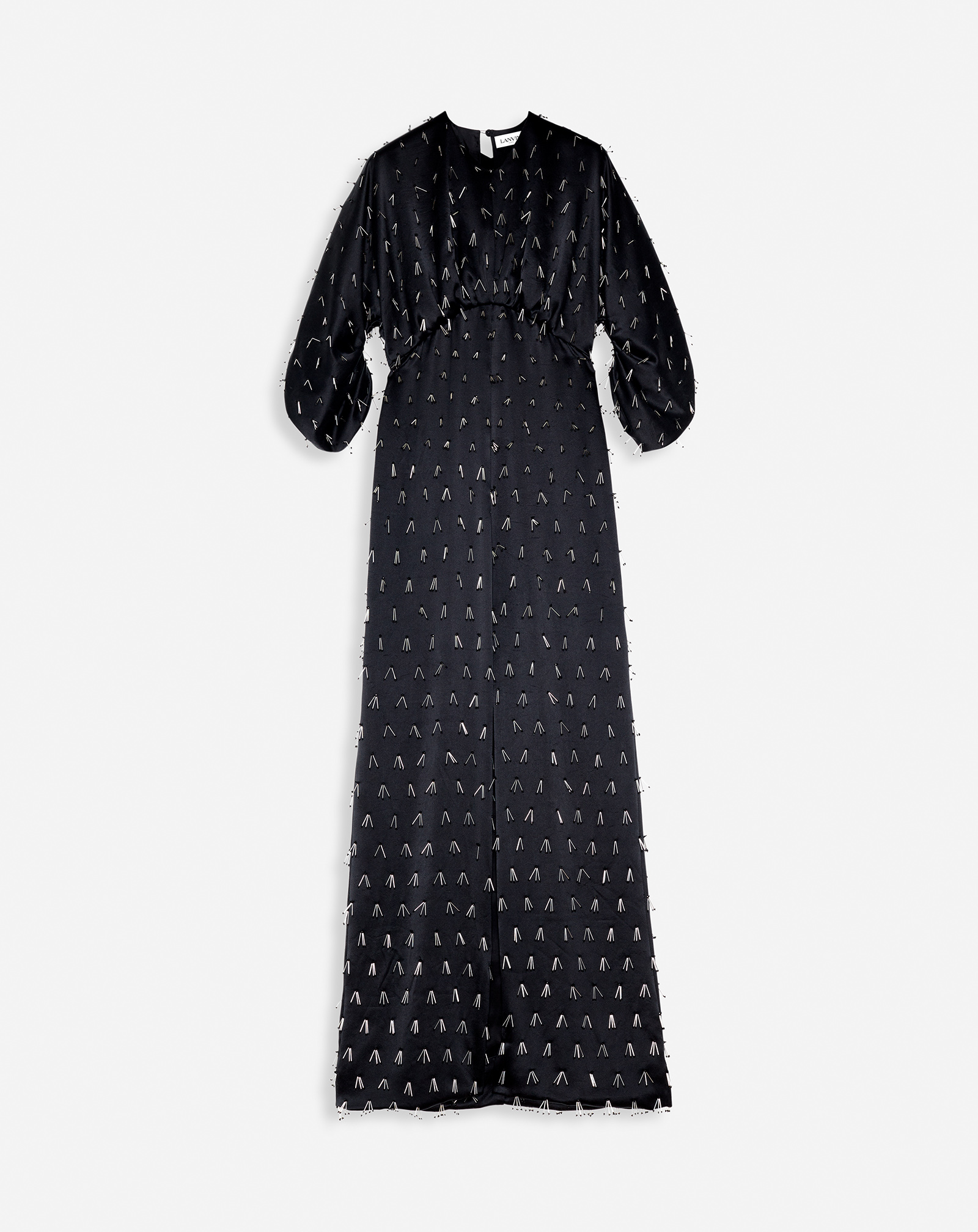 Lanvin Long Embroidered Dress For Women In Black