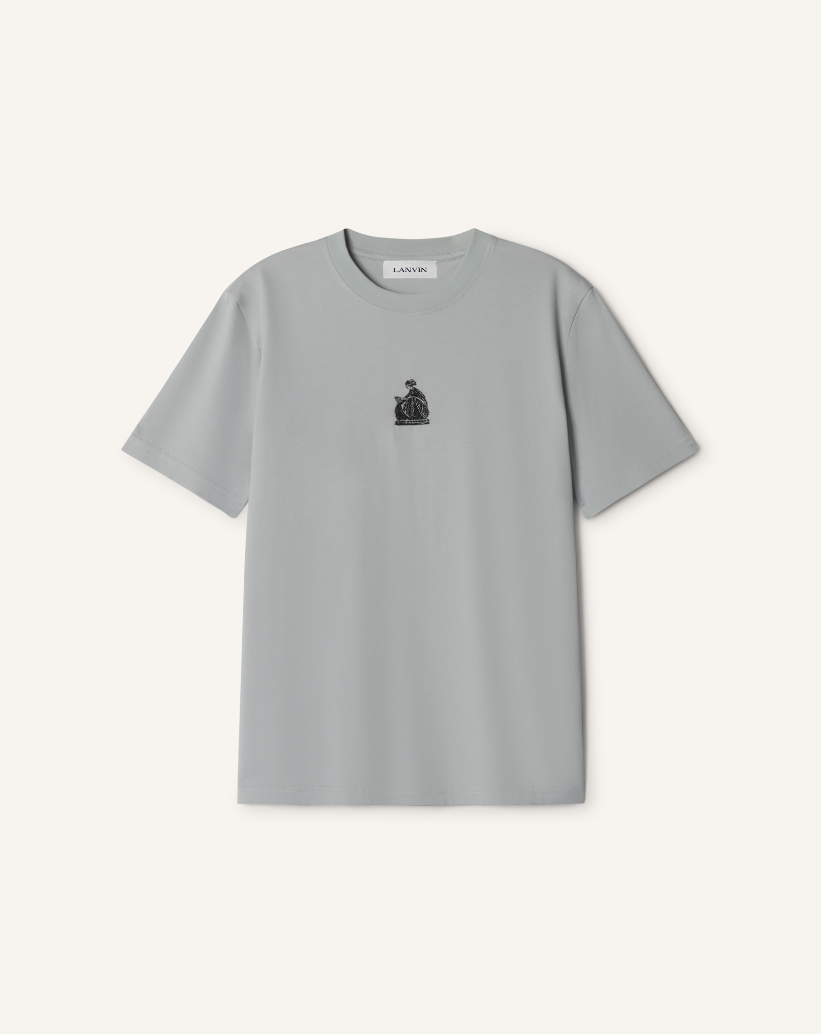 MOTHER AND CHILD EMBROIDERED COTTON JERSEY T-SHIRT in Grey | Lanvin®