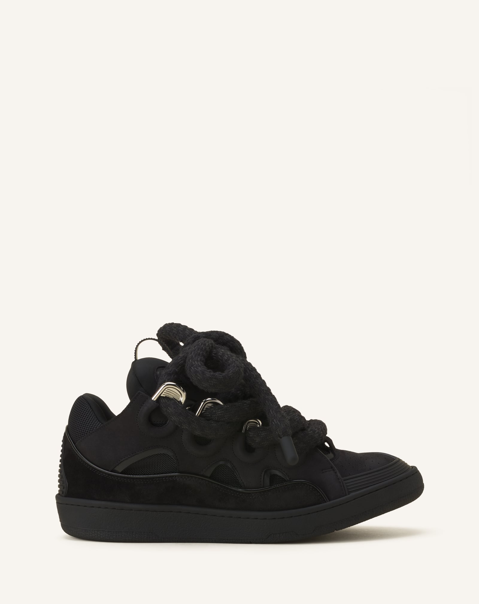 CURB SNAKE SNEAKERS IN LEATHER in Black | Lanvin®